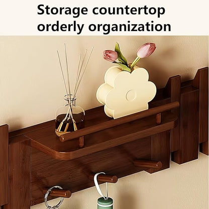 Wall Mounted Coat RackHooks Piano Key Hangers Natural Solid Wood Hanger Non-Woven Fabric Clothes Hangers for Closet, Kitchen, Bedroom, Bathroom, Entryway (Innovate-Beech, 8 Hooks)