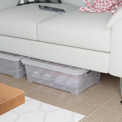 Buyitt 20 Quart Plastic Under Bed Storage Box, Stackable Nestable Organizer Bin with Wheels, Multi-Purpose Closet Organizer Storage Containers (3 Pack)