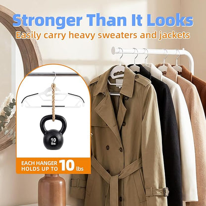 30 Pack Plastic Clothes Hangers, Non-Slip Slim Hangers with 360° Rotating Hook, Heavy Duty Space Saving Hangers for Shirts, Pants & Coats(White)