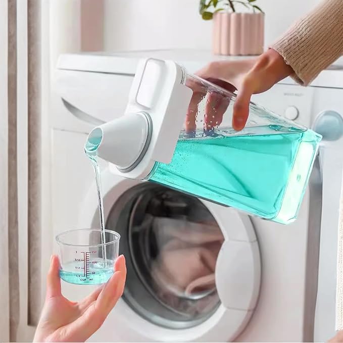 5 Pcs Liquid Laundry Detergent Dispenser 78 oz Clear Soap Powder Container with Lids Fabric Softener Bleach Dispenser for Storage Laundry Room Organization