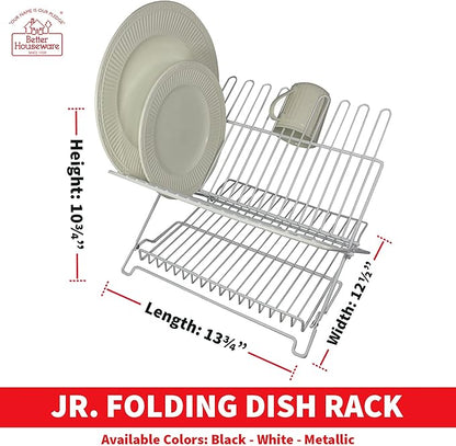 Better Houseware 1483 Junior Folding Dish Rack, White