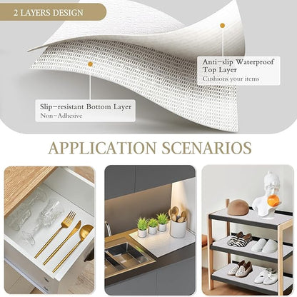 Beautysaid Shelf and Drawer Liner for Kitchen Cabinet, Non Adhesive Non Slip Shelf Paper Waterproof Washable Thickened for Dresser Pantry Shelve Bathroom Protector Liner(White,20 in x 30 FT)