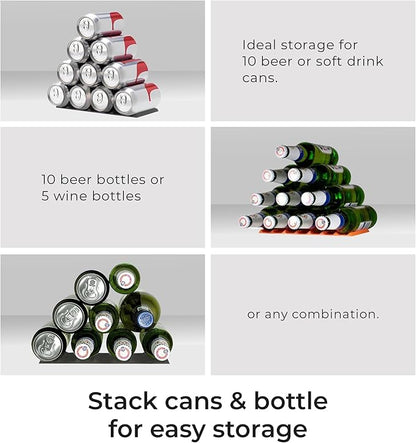 Cooks Innovations 2-Pack Drink Organizer for Fridge, Soda Can Refrigerator Organizers and Storage, Beer-Wine-Water Bottle Holder, Fridge Monkey - Durable Non-Slip&Roll