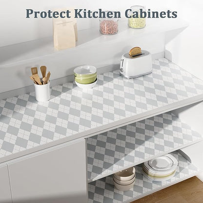 Shelf Liner for Kitchen Cabinets 24" x 360" Non-Adhesive Non-Slip Drawer Liners for Dresser, Waterproof Washable Paper, Durable Protector Mat for Pantry Shelves Cupboards, Light Grey