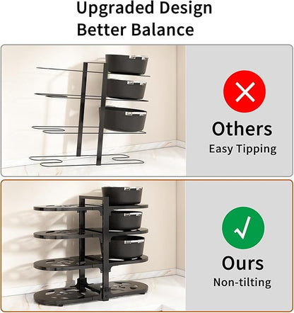 Fovkdcvw Adjustable Heavy Duty Pots and Pans Organizer Under Cabinet, 8-Tier Pot and Pan Organizers Inside Cabinet, Kitchen Cabinet Organizers and Storage, Black