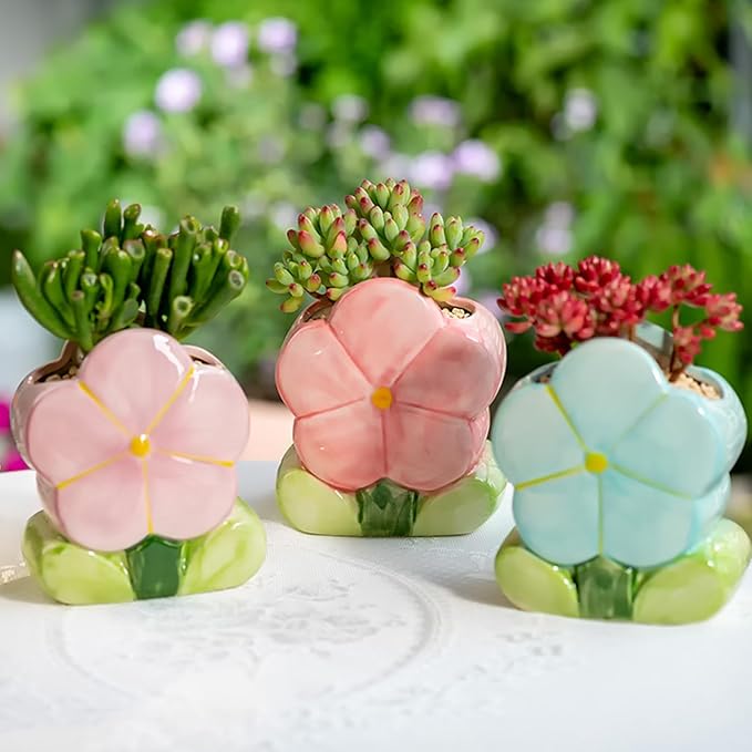 Flower Desk Pen Holder Blue Desk Accessories for Desk Aesthetic Cute Toothbrush Makeup Pencil Holders Office Home Decor Birthday Gifts for Women Vanity Kawaii Kitchen Utensil Holders