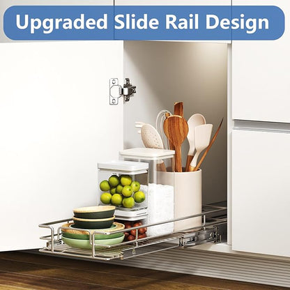 ROOMTEC Pull Out Cabinet Organizer, Cabinet Pull Out Shelves 7½" W x 21½" D, Heavy Duty Cabinet Drawers Slide Out Kitchen Cabinet Organizers Storage Shelf