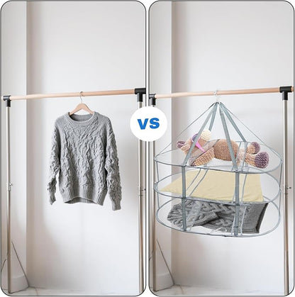 Jucoan 3 Pack 3-Tier Lay Flat Sweater Drying Rack, Folding Mesh Clothes Drying Rack for Toys, Sweaters, Delicates