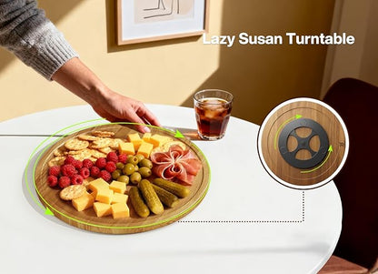 12" Acacia Wood Lazy Susan Turntable Organizer for Table Top, Round Wooden Lazy Susan Storage for Cabinet Countertop Pantry, Decorative Tray for Kitchen Bathroom Decor Coffee Bar Accessories