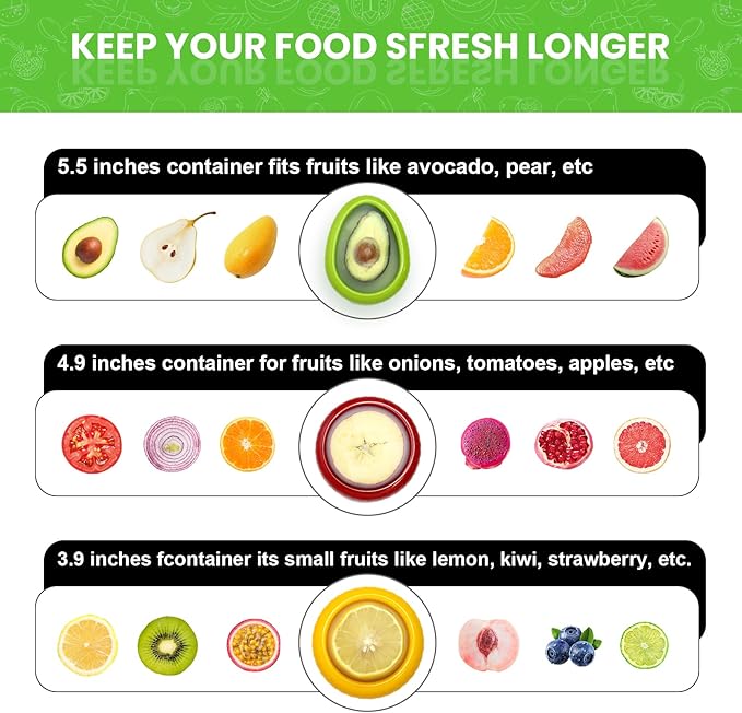 AWLGAK Silicone Food Storage Containers Avocado Saver for Fridge Onion Storage 4-Piece Set Reusable Anti-Oxidation Box Perfect for Vegetables Fruits Lemons Garlic Tomatoes Potatoes