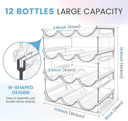 Water Bottle Organizer for Cabinet, 4 Pack Water Bottle Organization and Storage Shelf, Plastic Water Bottle Holder Rack for Fridge, Kitchen, Desktop