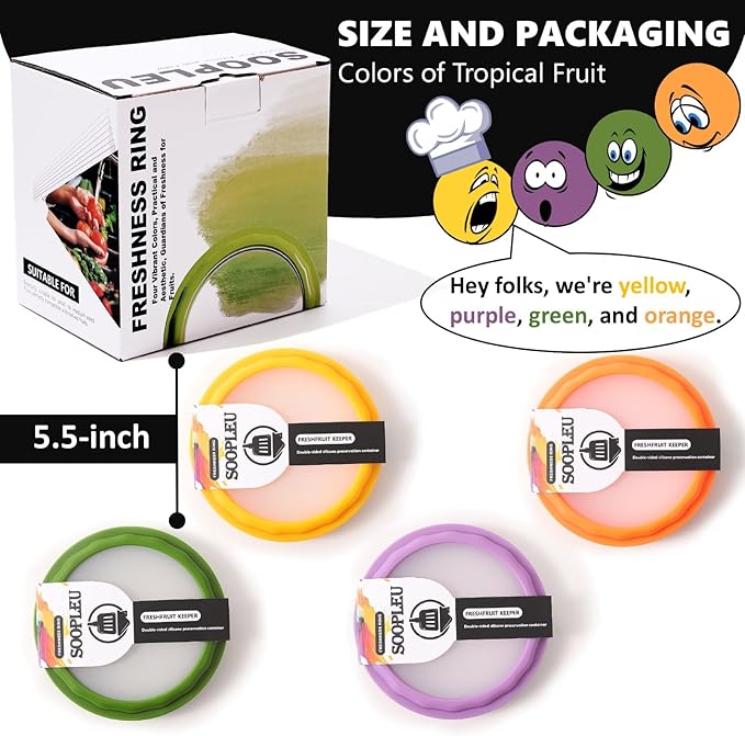 SOOPLEU Avocado Saver 4-Pack: Fresh-Lock Containers for Tomatoes, Onions & Lemons | Reusable Fridge Storage | Ideal for Garlic, Potatoes & Produce Preservation