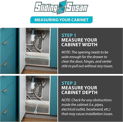 SlidingSusan Pull Out Drawer Organizer for Cabinets, Gliding Soft Close Shelves for Kitchen, Pantry, Bathroom, & Storage Organization, Hard Rock with MDF Core, 20 Inch Wide x 21 Inch Deep