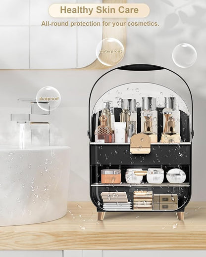 Makeup Organizer, Skincare Holder Bathroom Counter Organizer, Storage Box Cosmetic Display Cases, Teen Girl Gifts Trendy Stuff Make up Organizers for Vanity, Countertop (black)