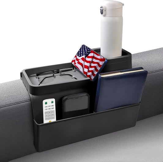 KindGa Couch Cup Holder Tray,Silicone Couch Arm Cup Holder,Couch Arm Organizer for Sofa Drinks/Phone/Remote/Snacks,Couch Armrest Recliner Armchair Caddy - Black