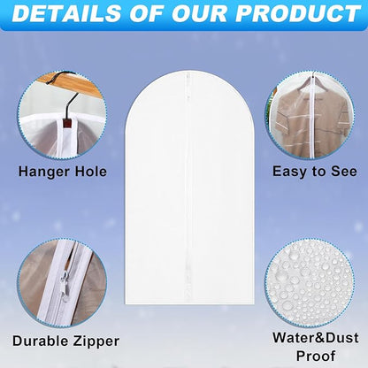Sintuff 6 Pcs 24'' x 40'' Clear Garment Bags Bulk Clear Hanging Clothes Cover with Full Zipper Hanging Travel Garment Cover Bags for Clothes Storage