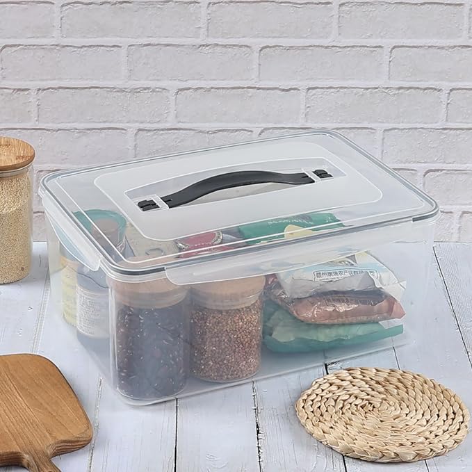 Innouse 4-Pack Sealed Food Storage Containers with Lid, Clear Airtight Plastic Storage Boxes Bin with Handle, F