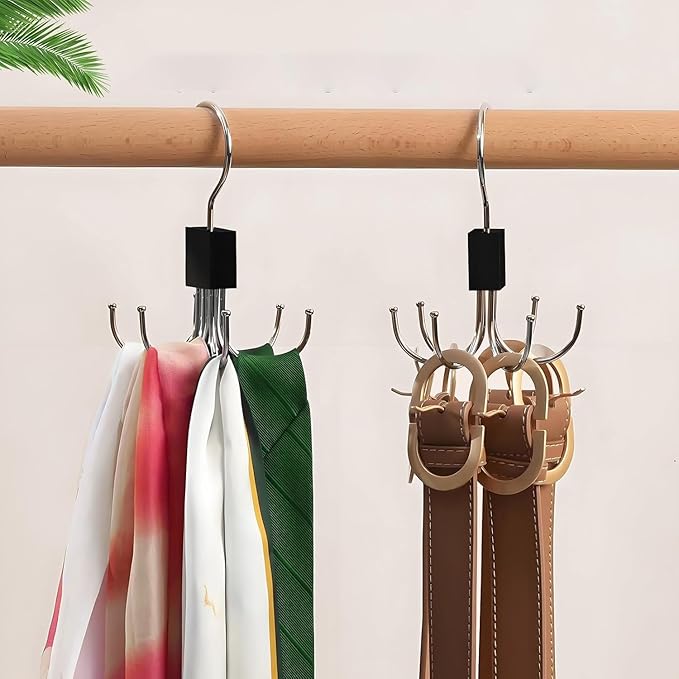 Belt Hanger for Closet Multi-Purpose 360° Rotatable Tank Top Hanger Tie Organizer for Closet Purse Holder for Closets Space-Saving Storage for Belt Bra Hat Tank Top Tie Scarf Purse (1PCS)