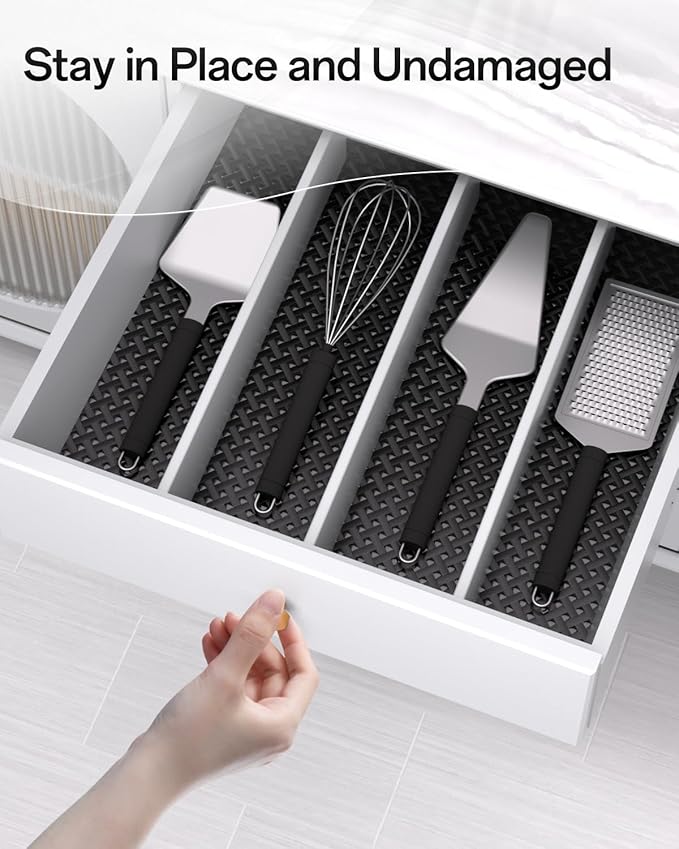 Shelf and Drawer Liner for Kitchen Cabinet, Non-Adhesive 24in x 240in Waterproof Contact Paper Refrigerator Liners Thickened Durable EVA Material Non Slip Mat for Dresser Cupboard Pantry Protector
