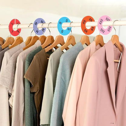 8 PCS Clothing Size Dividers, Closet Dividers for Hanging Clothes, Color Plastic Clothing Rack Size Divider Round Colorful Plastic Hanger Tags Reusable Clothes Divider for Racks in 8 Sizes 2XS - 3XL