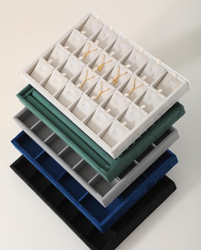 Earring Organizer Tray, Velvet Jewelry Trays，Premium Rock Organizer,Luxury Earring Storage,White Earring Case