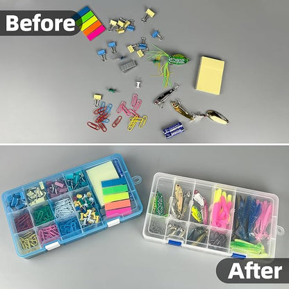 DUOFIRE Plastic Organizer Container Storage Box Adjustable Divider Removable Grid Compartment for Jewelry Beads Earring Tool Fishing Hook Small Accessories(18 grids, Pink X 2)
