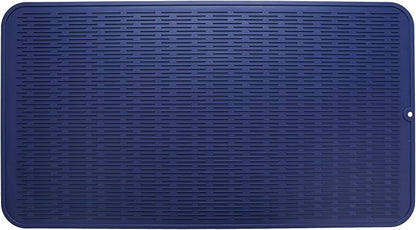 Silicone Dish Drying Mat for Multiple Usage,Easy clean,Eco-friendly,Heat-resistant Silicone Mat for Kitchen Counter or Sink,Refrigerator or Drawer Liner Navy Blue 4XL 32 inches x 18 inches
