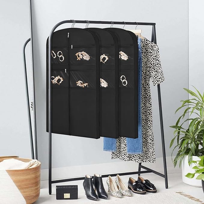 43" Garment Bag for Travel for Hanging Clothes Storage Hanging Suit Cover with Zipper and Accessory Storage for Coats, Dresses, Suits
