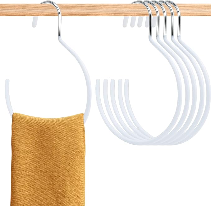 Aemygo Scarf Ring Hangers, 15 Pcs Non-Slip Belt Rack Tie Hanging Hooks Closet Accessories Scarf Organizer Storage Holders for Ties Scarves Belts Tank Tops Pashminas (White)