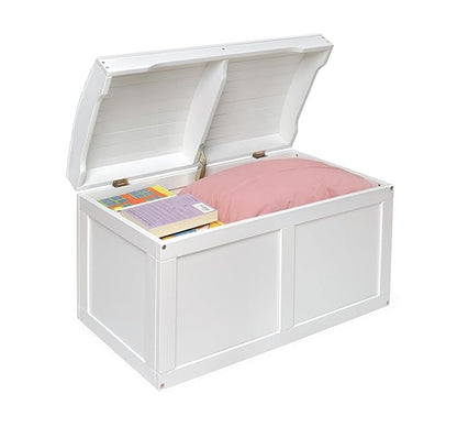 Badger Basket Hardwood Safety Hinge Barrel Top Toy Storage Chest, White (01335)