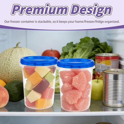 ISUSSER 6 Pack Freezer Containers with Screw On Lids, 32 Oz Stackable Reusable Plastic Storage Container, Airtight Plastic Food Storage Containers with Twist Top Lids for Food Soup Jello Sauce