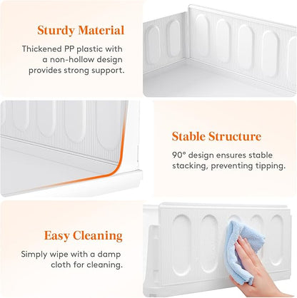 Lifewit 6 Pack Stackable Closet Organizers and Storage Basket for Clothes, Plastic Storage Bins for Wardrobe, Multifunctional Drawer Organizer for Bathroom, Kitchen, Laundry Room, Office, Dorm, White