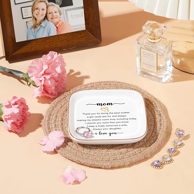 PUDDING CABIN Mother of the Bride Gifts Jewlery Dish - Today a Bride, Tomorrow a Wife, Always Your Daughter - Wedding Day Gifts for Mom from Daughter in Law
