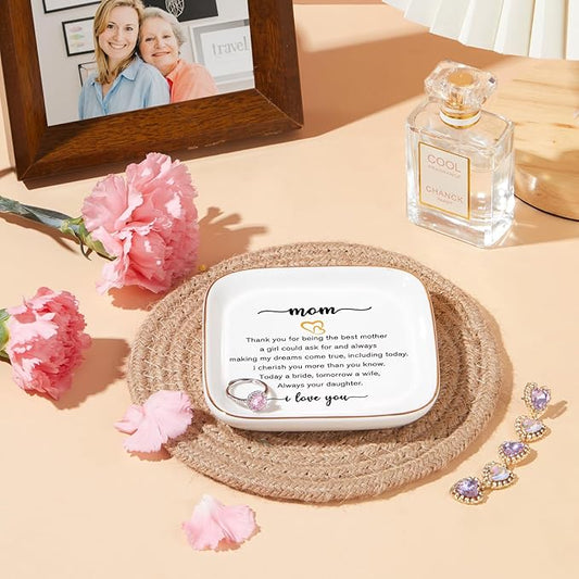 PUDDING CABIN Mother of the Bride Gifts Jewlery Dish - Today a Bride, Tomorrow a Wife, Always Your Daughter - Wedding Day Gifts for Mom from Daughter in Law