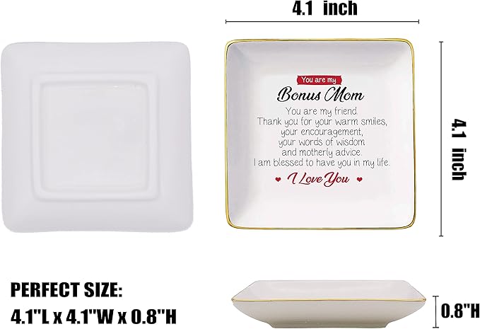Mother's Day Birthday Christmas Gift for Bonus Mom,Mother-in-Law,Step Mother-Unbiological Mom Present-I Am Blessed to Have You in My Life-Jewelry Tray,Trinket Holder,Ring Dish