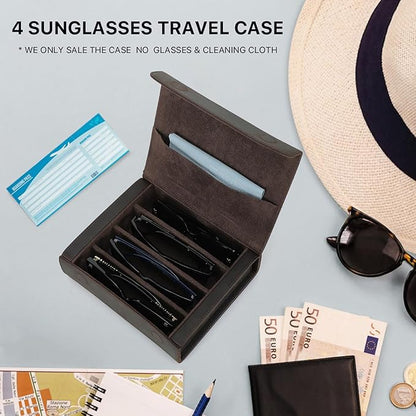 CataPurus Sunglasses Organizer Case for Man & Woman, Top Grain Leather & Handmade, Portable Travel Eyeglasses Storage Holder