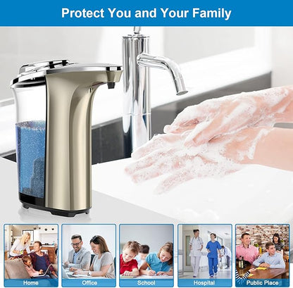 PZOTRUF Automatic Soap Dispenser, Touchless Dish soap Dispenser 17oz/500ml with Upgraded Infrared Sensor, 5 Adjustable Soap Dispensing Levels, Liquid Hand soap Dispenser for Bathroom & Kitchen