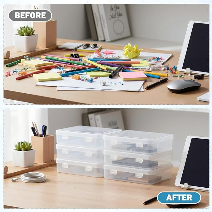 SATINIOR 24 Packs Small Clear Plastic Beads Storage Containers Box with Hinged Lid for Storage of Small Items, Crafts, Jewelry, Hardware (5.9 x 5.9 x 1.5 Inches)
