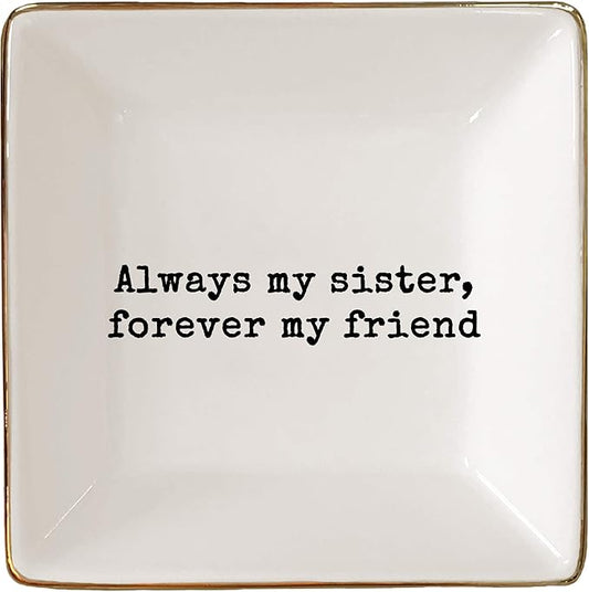Simply Charmed Sister Gift | Christmas Gift for Sister | Jewelry Ring Holder | Elegant Trinket Tray Organizer Dish