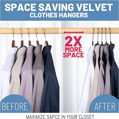 HOUSE DAY Black Velvet Hangers 240 Pack, Velvet Clothes Hangers Non Slip Felt Hangers, Heavy Duty Coat Hangers for Closet, Ultra Slim Hangers Black Hangers Space Saving Hangers for Suits, Shirt
