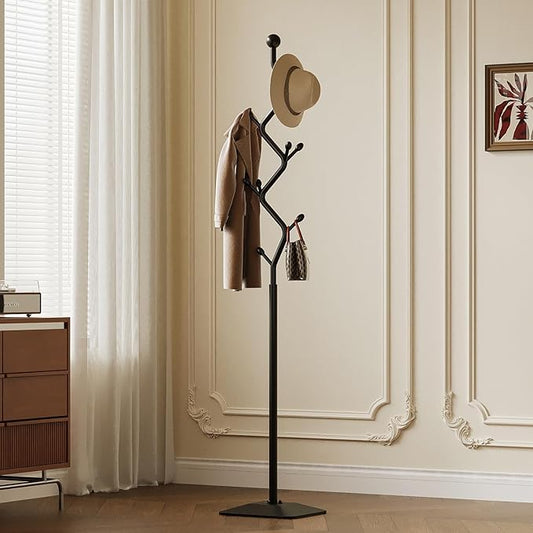 Tree-shaped coat rack,Coat Tree Freestanding with 8 Hooks and Sturdy Metal Base for Coat Hats Purses,Coat Stand for Entryway,Bedroom
