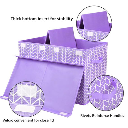 Mayniu Large Toy Box Chest with Flip Lid, Toy Storage Organizers Bin Boxes Basket with Sturdy Handles for Boys, Girls, Kids, Nursery, Playroom, Living Room, Bedroom, (Purple)
