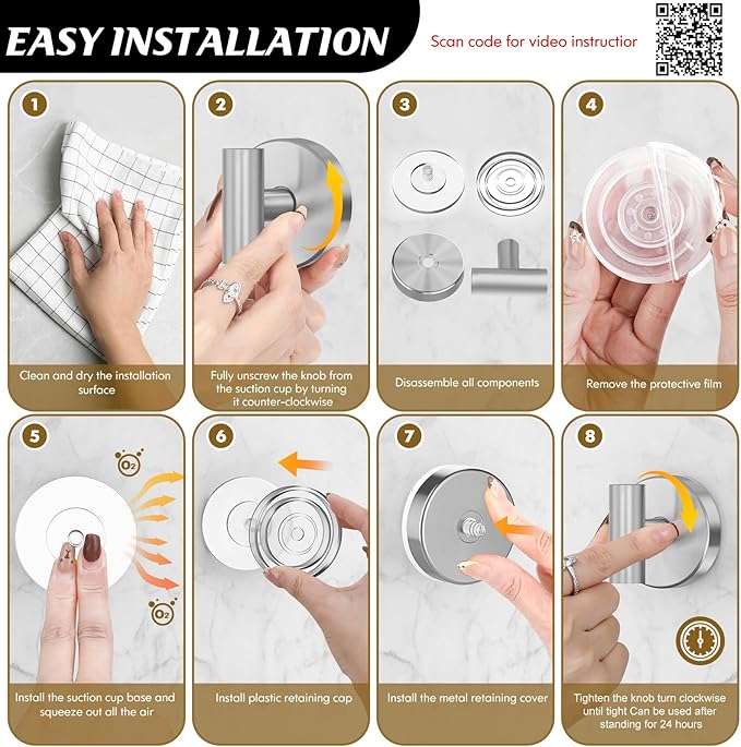 MOTAIPEAK Suction Cup Hooks for Shower,Heavy Duty Shower Towel Suction Hooks,No Drill Wall Mounted Towel Hooks for Bathrooms Wall,Kitchen,Glass,Mirror,Tile to Hang Towels,Robes,Coat-Silver(2 Pack)