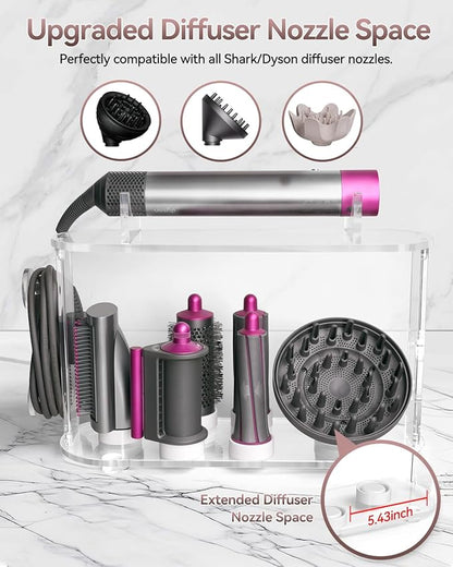 Affogato Storage Holder Compatible with Dyson Airwrap Styler Accessories, Acrylic 6 Holes Countertop Organizer Stand, Desktop Organizer for Storage Long Barrel Attachments for Bathroom