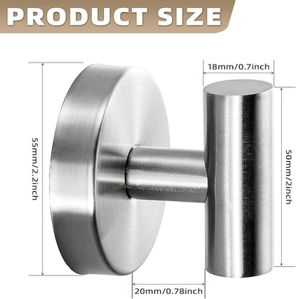 Fenas Suction Cup Hooks for Shower - Bathroom Reusable Hooks for Towels, Robes & Loofah - No-Drill Mounting on Kitchen,Walls,Metal,Glass,Mirrors,Tile & Smooth Non-Porous Surfaces (2, Brushed Nickel)