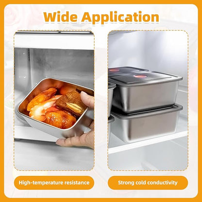 2 PCS Stainless Steel Food Storage Containers With Lids(94oz+67oz), Leak Proof & Airtight | Stainless steel freezer Containers,For Meal Prep,Fruit,Freezer