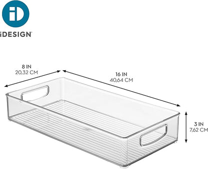 iDesign Stackable Clear Plastic Extra Long Pantry Organizers and Cabinet Storage Bins for Kitchen