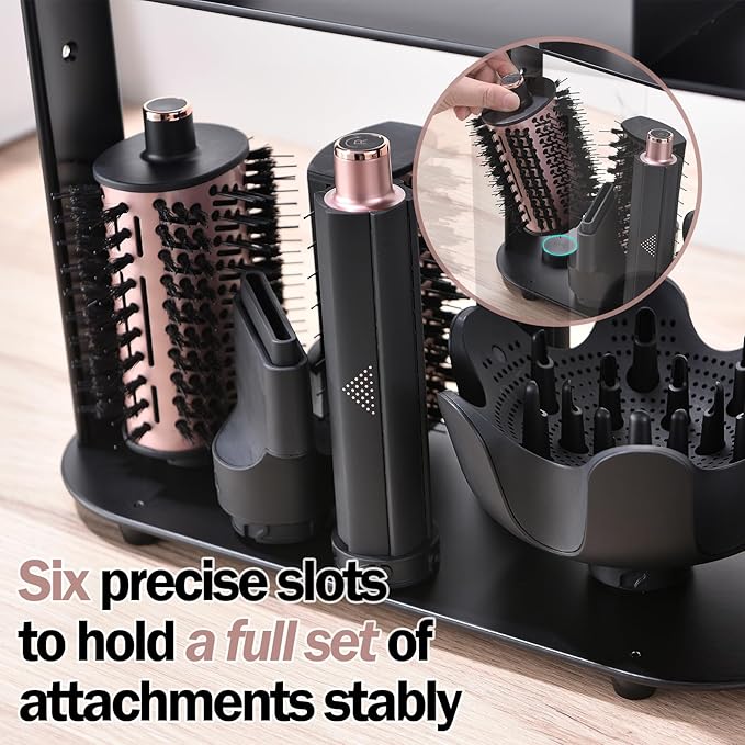 Affogato Hair Dryer Holder Compatible with Shark FlexStyle, Countertop Curling Wand Organizer, Steel Rack with Cord Hanger for Attachments Curlers Brushes Diffuser Accessories Storage
