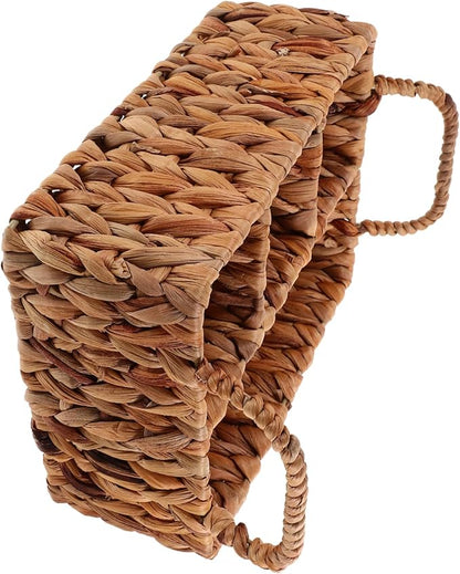 Woven Storage Basket for Tableware Divided Hyacinth Cutlery Organizer Practical Silverware Basket for Kitchen and Dining Natural Material Rustic Home Decor