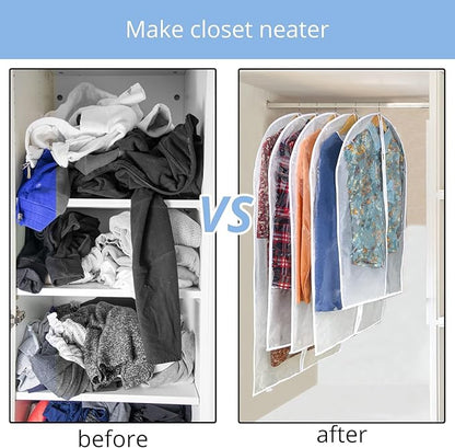 Clear Garment Bags For Hanging Clothes, 36" Women Suit Bags, Plastic Garment Bags for Closet Storage, Suit Cover Bags with Zipper for Short Coats, Jackets, Shirts 24"x36"/ 12 Pack